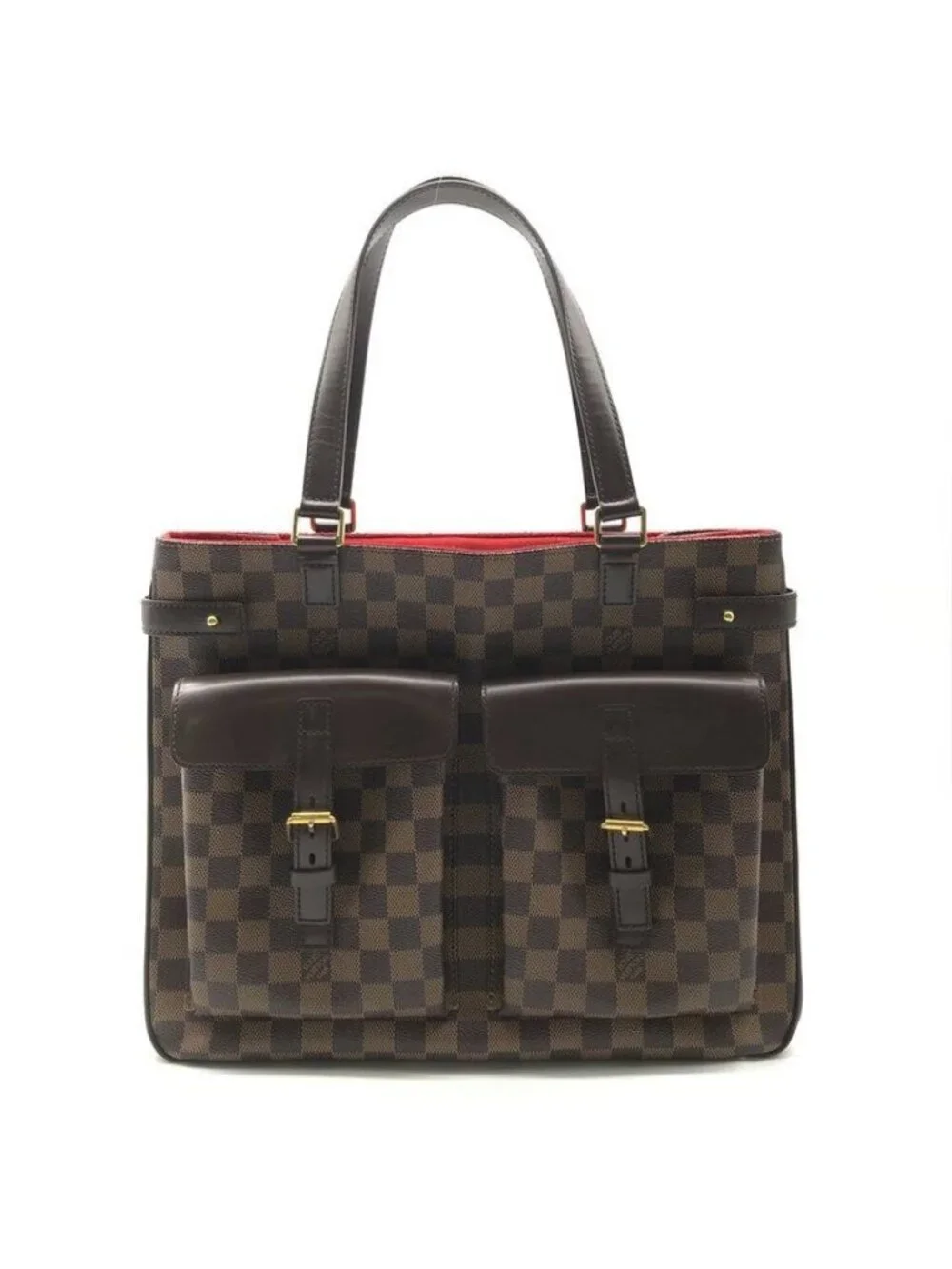 Louis Vuitton Damier Ebene Line Uzes Leather Tote Shoulder Bag Brown